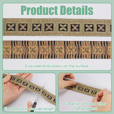 Жаккардовая лента из полиэстера с цветами в этническом стиле длиной 10 м. OCOR-WH0090-038C-1