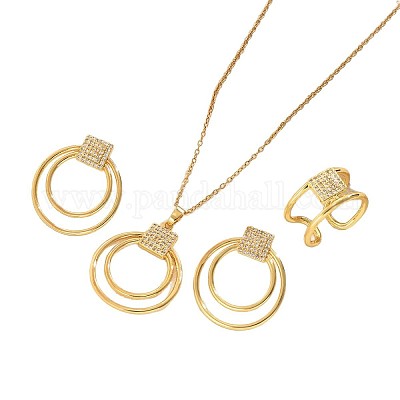 Комплекты из квадратных и кольцевых подвесок из нержавеющей стали 304 с кристаллами и стразами FS-WGD6262-01-1