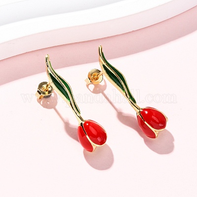 Серьги-гвоздики из латуни EJEW-F390-02G-01-1