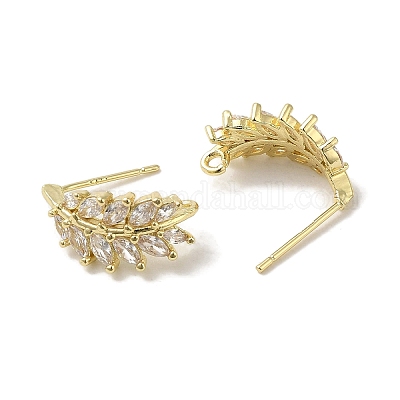 Фурнитура для ушей из латуни микро-паве с кубическим цирконием KK-K371-08G-1