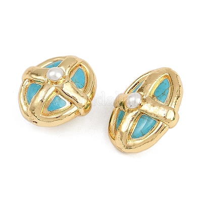 Гальванизированные синтетические бирюзовые бусины KK-K362-15G-1