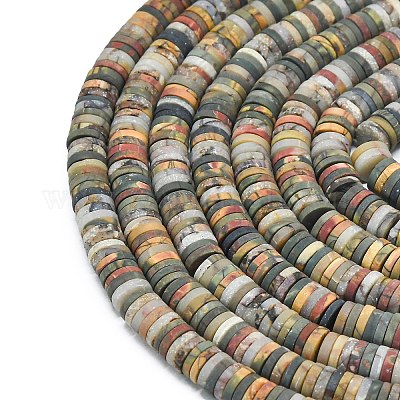 Нити бусин из натуральной красной яшмы пикассо/полихромной яшмы&nbsp;G-P575-B10-6x1mm-1