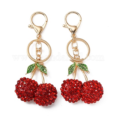 Брелок со стразами из цинкового сплава KEYC-WH0029-36G-01-1