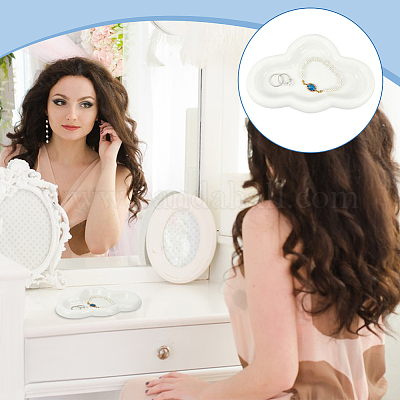 Керамическая ювелирная тарелка в форме облака AJEW-WH0518-28-1