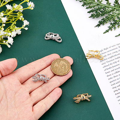 4 шт. 2-х цветные латунные застежки-пряжки со стразами KK-FH0007-72-1