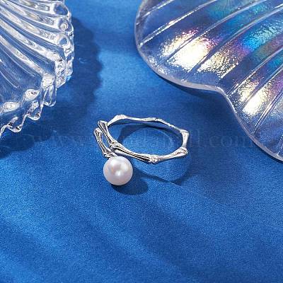 Круглые кольца на палец с натуральным жемчугом RJEW-P113-11P-1