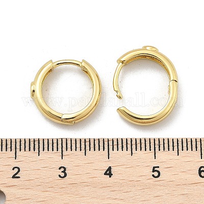 Плоские круглые серьги-кольца из латуни с микропаве из прозрачных кубических цирконий EJEW-D311-100G-1