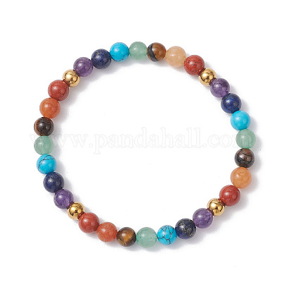 Браслеты из натуральных смешанных драгоценных камней с чакрами для женщин BJEW-JB12607-02-1