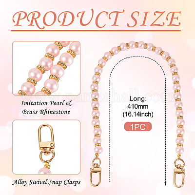 Круглые пластиковые бусины-имитаторы жемчуга цепочки-удлинители для сумок HJEW-TAC0083-1