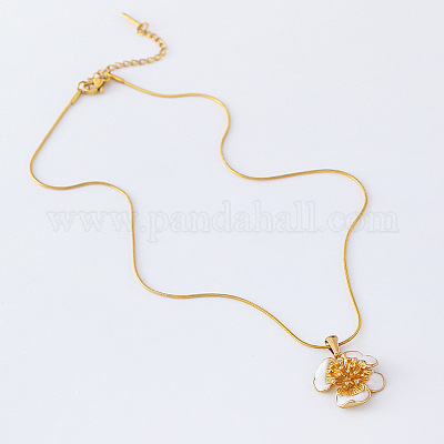 3 шт. винтажные ожерелья с цветочным кулоном из нержавеющей стали с белой эмалью для женщин PZ9559-1