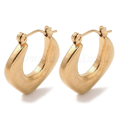 Серьги-полукольца из нержавеющей стали ромб 201 для женщин EJEW-G385-31G-1