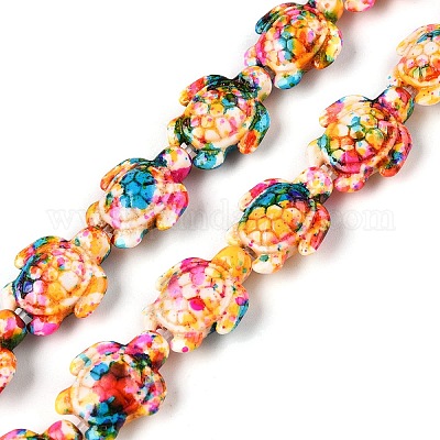 Нити из синтетических бирюзовых бусин G-P507-05A-8-1