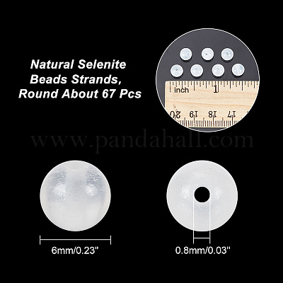 1 нить бусины из натурального селенита G-AR0005-51-1