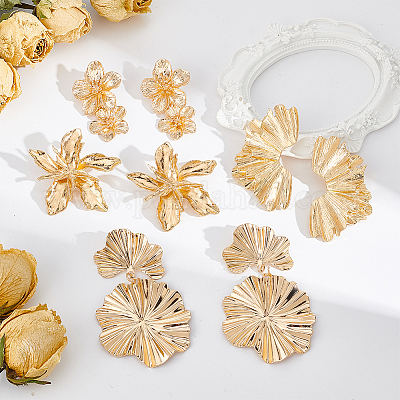 4 пара сережек-гвоздиков из сплава 4 стилей EJEW-AN0003-87-1