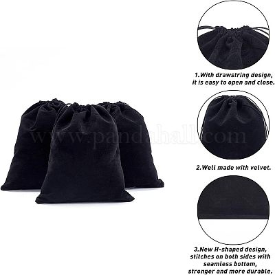 8 шт. прямоугольные черные бархатные мешочки TP-NB0001-31-1