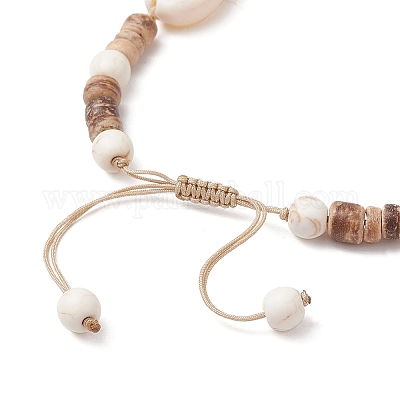 Браслеты из синтетической бирюзы и ракушек BJEW-JB11510-02-1