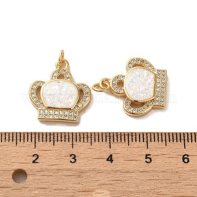 Латунь микропаве циркония с подвесками из синтетического опала KK-D096-18G-1