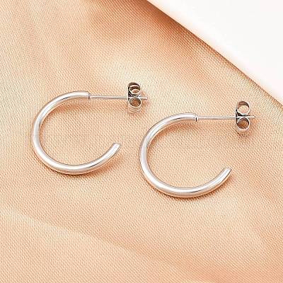 Серьги-гвоздики C-образной формы из нержавеющей стали 316 EJEW-D339-03P-1