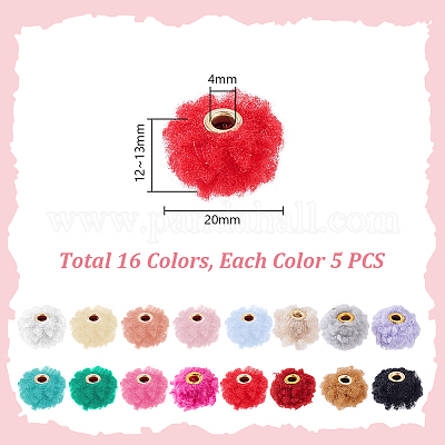 80 шт. 16-цветные плюшевые шарики-помпоны из тканевого сплава DIY-GA0008-86-1