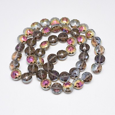 Стеклянные бусины с гальваническим покрытием  EGLA-Q084-14mm-01-1