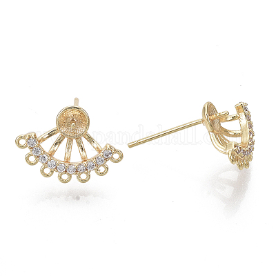 Латунные микро-паве прозрачные серьги-гвоздики из циркония KK-N232-16-NF-1