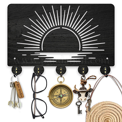 Настенные вешалки из дерева и железа HJEW-WH0055-228-1