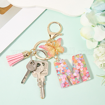 Брелок с кисточкой из цинкового сплава KEYC-WH20004-12P-1