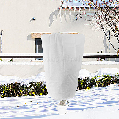 Утепленные зимние чехлы для растений из нетканого материала с застежкой-молнией и шнурком DIY-WH20816-001A-1