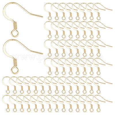 Wholesale SUNNYCLUE 1 Box 100Pcs 18k Gold Plated Earring Hooks French Ear Hooks  Fish Hook Earrings Ear Wires Fishhook Earring Findings for Jewellery Making  Adult DIY Dangle Earrings Craft Accessories Supply 