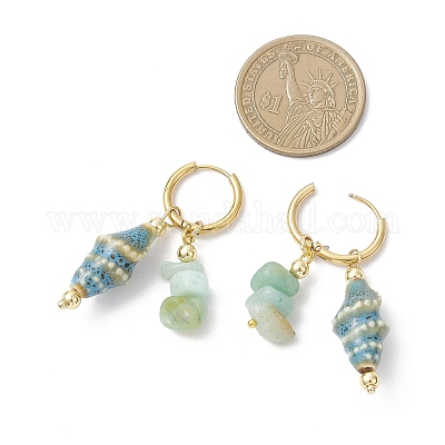 Серьги-кольца в форме ракушки из латуни EJEW-JE06747-03-1