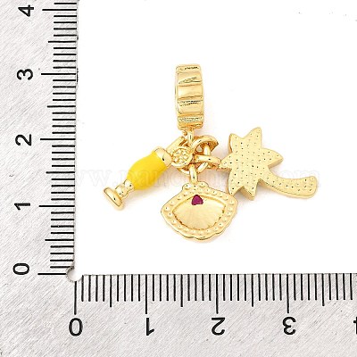 Латунные подвески-шармы с камелией и кубическим цирконием KK-F904-12G-1