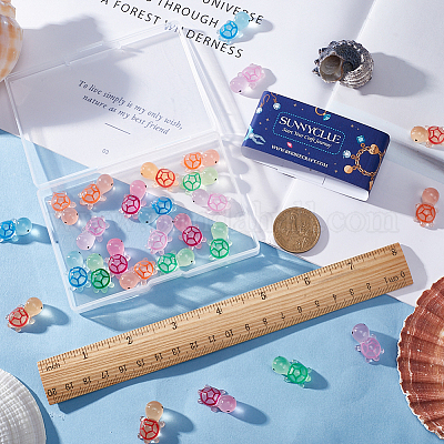 36 шт. 6-цветные светящиеся полупрозрачные смоляные кабошоны в виде морских животных RESI-SC0002-83-1