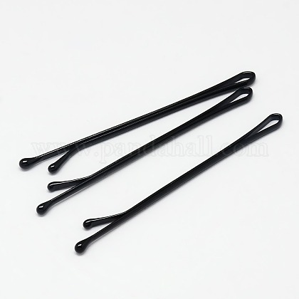 黒焼付け塗装鉄髪ボビーは、単純なヘアピンピン  61x2x2mm  30個/ボード PHAR-O002-01D-01S-1