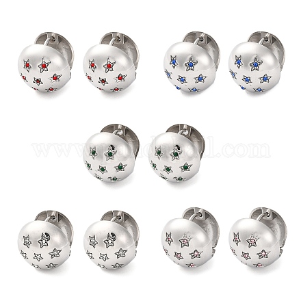 Серьги-кольца из нержавеющей стали 304 с прозрачным кубическим цирконием для женщин EJEW-Z076-01P-1