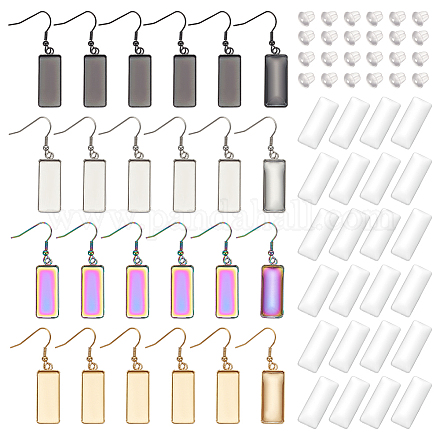 Набор для самостоятельного изготовления висячих сережек из нержавеющей стали 304 в форме прямоугольника DIY-PH0022-95-1