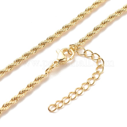Collier de chaînes de corde de torsion en laiton pour les femmes X-NJEW-P265-15G-1