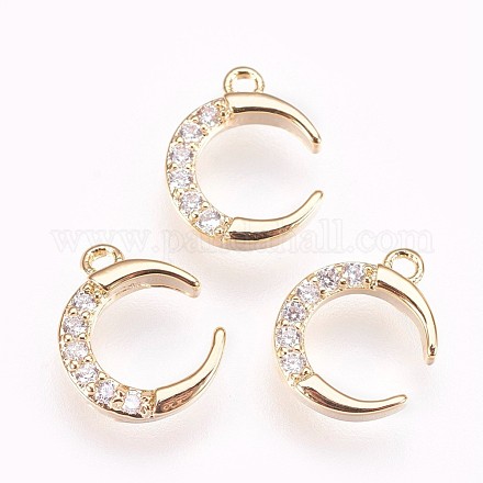 Brass Micro Pave Cubic Zirconia Charms KK-P157-22G-NF-1