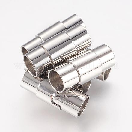Column Stainless Steel Locking Tube Magnetic Bracelet Necklace Clasps X-STAS-H019-4-1