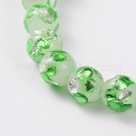 Perles rondes de feuille d'argent en verre manuelles LAMP-L041-02A-1