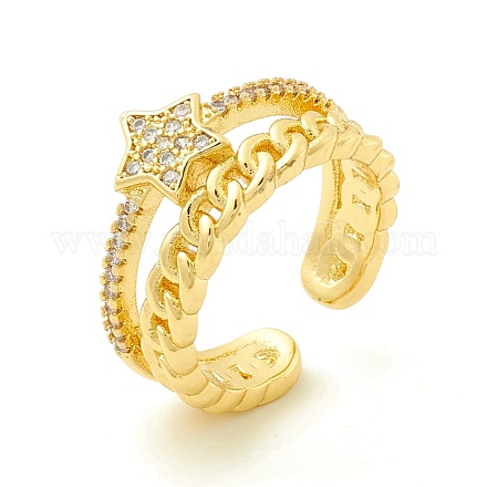 Прозрачное кольцо-манжета со звездой из кубического циркония для женщин ZIRC-P096-20G-1