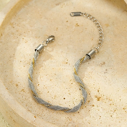 Двухцветные браслеты из нержавеющей стали 304 с цепочкой-коробкой для женщин и мужчин BJEW-Q028-01GP-1