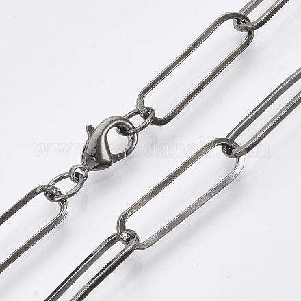 Messing flache ovale Büroklammer Kette Halskette Herstellung MAK-S072-08B-B-1