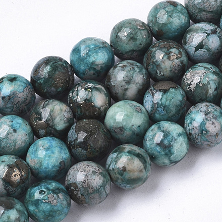 Fili assemblati di diaspro imperiale sintetico e perle di pirite naturale G-S366-052-1