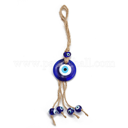 Flat Round Turkish Evil Eye Lucky Blue Eye Pendant Decorations PW23022350698-1