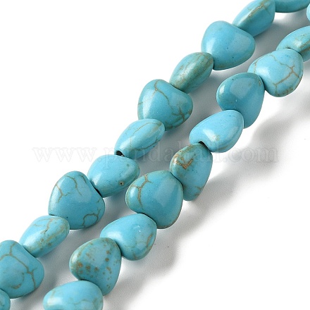 Brins de perles synthétiques teintes en turquoise G-E594-09-1