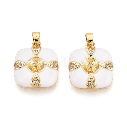 Латунный микро-паве кубический кубик циркония жемчужина KK-T079-07G-1