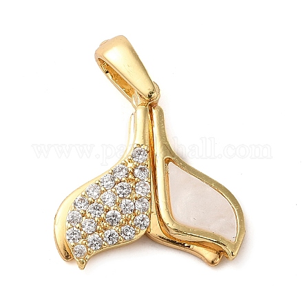 Brass Micro Pave Clear Cubic Zirconia with Acrylic Pendants KK-G483-09G-1