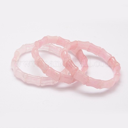 Rosa naturale perle di quarzo si estendono braccialetti BJEW-E289-G03-1