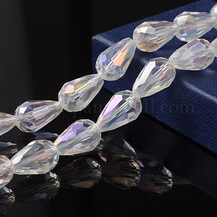 Fili di perle di vetro placcate a goccia sfaccettate X-EGLA-D015-15x10mm-01-1