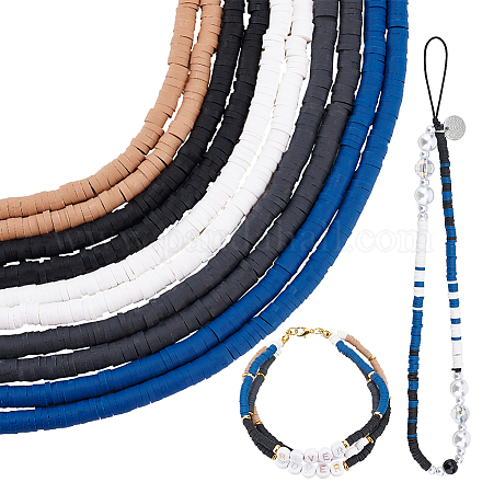 PandaHall Elite 10 Strands 5 Colors Handmade Polymer Clay Beads Strands CLAY-PH0001-74-1